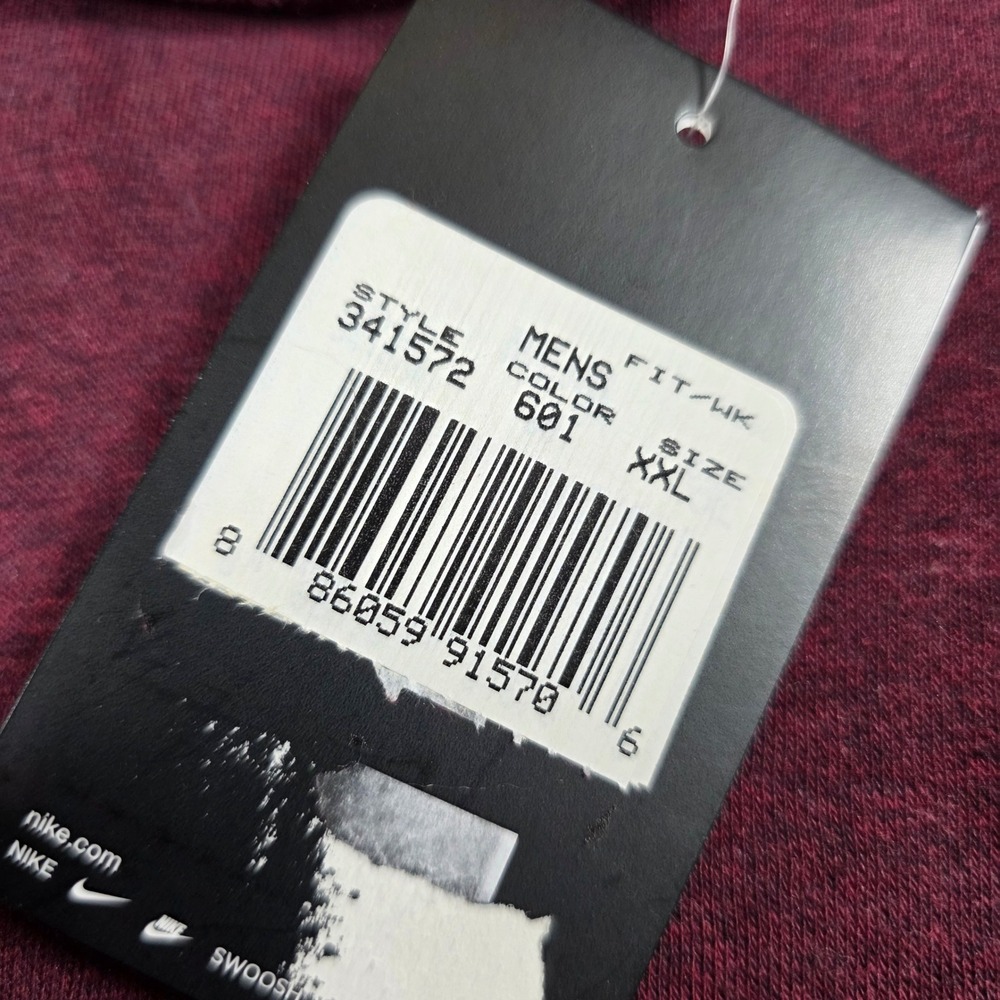 Nike Mens Hoodie Burgundy Heather Swoosh Pullover Sweatshirt 341572-601 XXL NEW - Picture 4 of 7